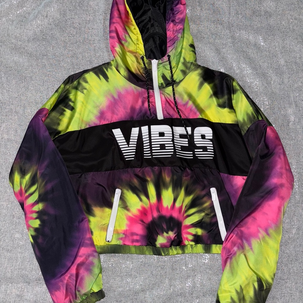 Rue21 Multicolor Tie-Dye Cropped Windbreaker.